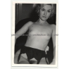 Blonde Nude Woman With Suspenders / Small Breast (Vintage Photo B/W ~1950s)