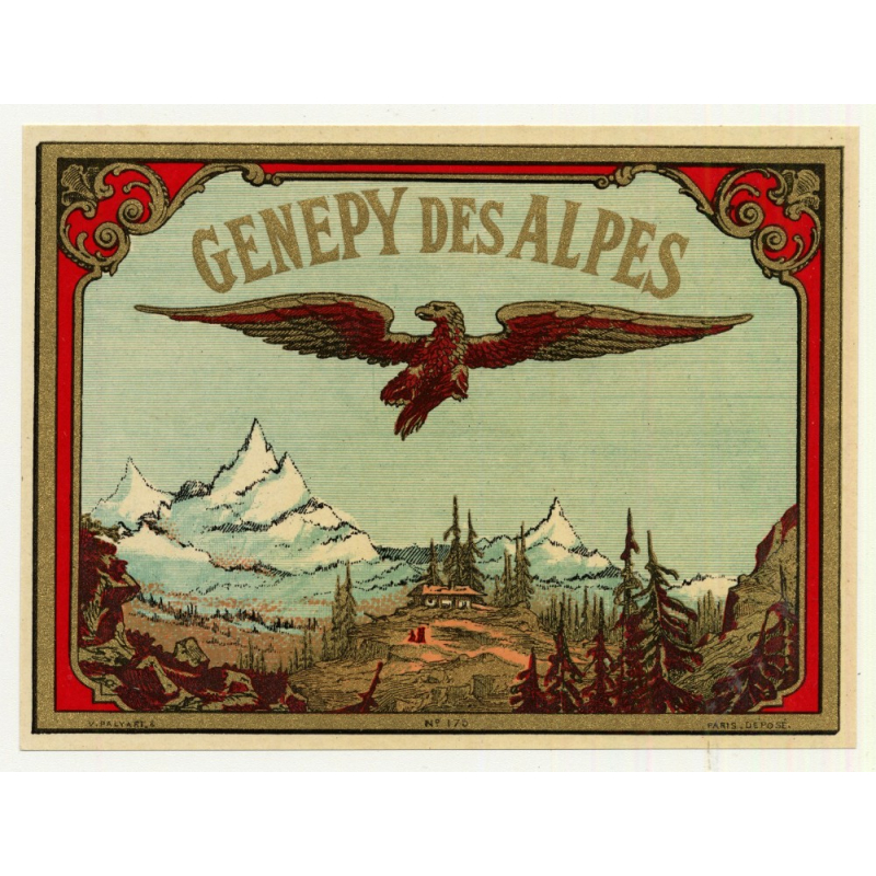 Genepy Des Alpes / Liqueur (Vintage Chromo Litho Label ~1910/1920s) Genepy Des Alpes / Liqueur (Vintage Chromo Litho Label ~1910/1920s)