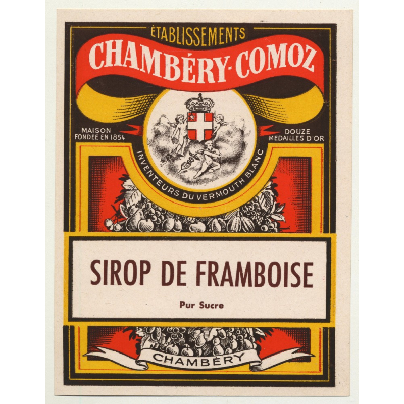 Sirop De Framboise / Chambéry-Comoz (Vintage Chromo Litho Label ~1910/1920s) Sirop De Framboise / Chambéry-Comoz (Vintage Chromo Litho Label ~1910/1920s)
