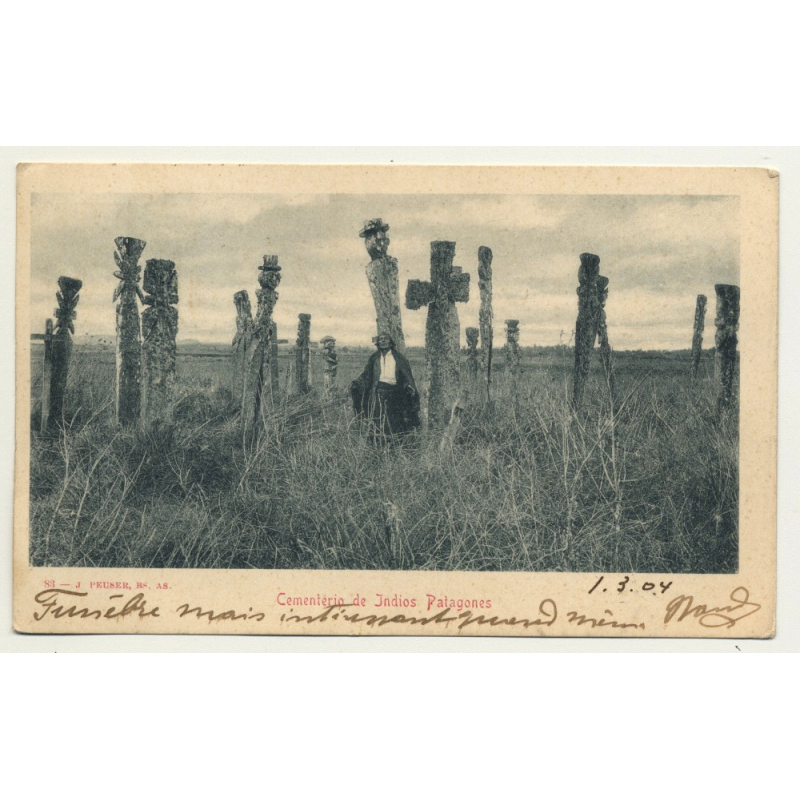 Argentina: Cementerio De Indios Patagones (Vintage Postcard B/W 1904 Ethnic)