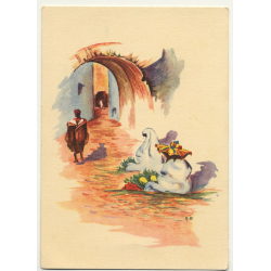 A. P. - Tanger: Moroccan Street Scene *2 / Aquarel (Vintage Artist Postcard)