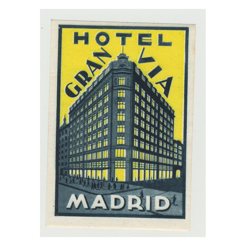 Hotel Gran Via - Madrid / Spain (small) (Vintage Luggage Label)