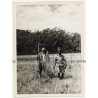 Maroyora / Congo: M. Matthis & Guard In Front Of Huge Lobelia (Vintage Photo B/W 1953)