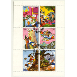 Walt Disney: Donald, Mickey & Pluto - Block of 6 Stamps (Vintage Stamps Sarjah 1972)