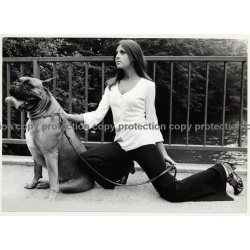 Slim Longhaired Model & Boxer Dog / Flares (Vintage Photo Master 1970s Fashion)