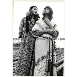 2 Female Photo Models In Costly Brocade Gowns (Vintage Photo Master 1970s Fashion)