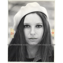 Portrait Of Female Photo Model / Hat - Eyes (Vintage Photo Master 1970s Fashion)