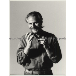 Bearded Man Rolls Cigarette / Red Rock Tabak (Vintage Photo Master 1980s Large)