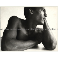Portrait Of Goodlooking Dark Skinned Nude Man / Photo Art  (Vintage Photo 1970s Large)