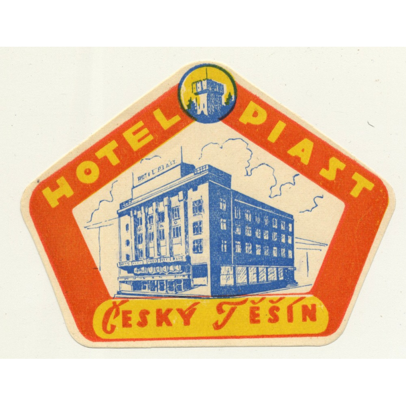 Hotel Piast - Cesky Tesin / Czech Republic (Vintage Luggage Label)