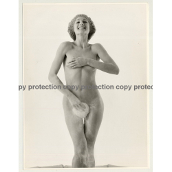 Nude Woman With Shower Cap *3 / Powder - Smile (Vintage Advertisement Photo 1970s/1980s)