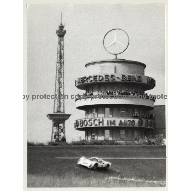 Berlin: Funkturm & 70s Racing Car / Mercedes-Benz - Bosch (Vintage Photo: Wolfgang Klein 1970s)