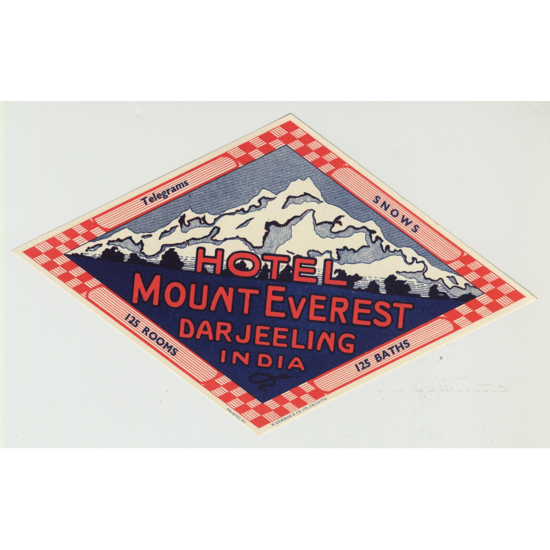 Hotel Mount Everest - Darjeeling / India (Vintage Luggage Label)