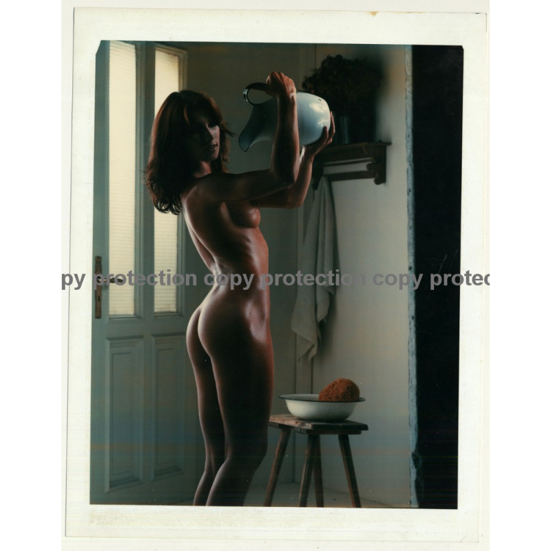 Stunning Sporty Nude Woman With Water Pitcher / ABS (Vintage Large Polaroid 1980s)