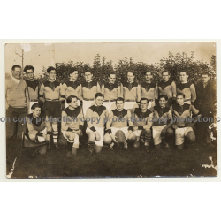 Early Photo Of Rugby Team / Belgium? (Vintage RPPC ~1940s/1950s)