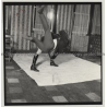 Blonde Female In Lacquer Outfit Is Wrestling Man *2 (Vintage Contact Sheet Photo 1970s)